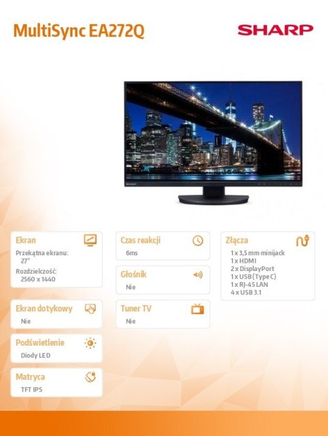 Monitor MultiSync EA272QB 27 cali czarny Sharp