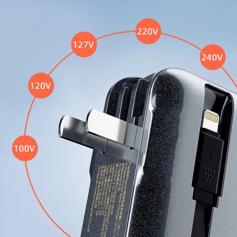 2w1 Ładowarka sieciowa UK US EU + powerbank 10000mAh USB-C USB-A - szara DUDAO