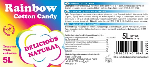 Kolorowa tęczowa wata cukrowa Rainbow Cotton Candy 5L Bartpol