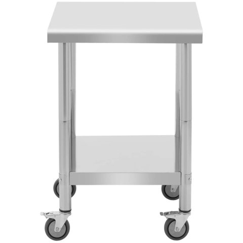 Stół blat roboczy na kółkach 2 poziomy 60 x 60 cm STAL do 120 kg Royal Catering