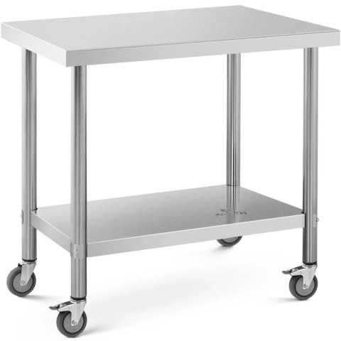 Stół blat roboczy na kółkach 2 poziomy 60 x 90 cm STAL do 145 kg Royal Catering