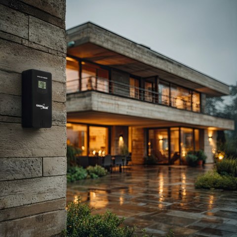 Stacja pogodowa bezprzewodowa GB540N wskaźnik komfortu, pomiar wilgotności, fazy księżyca, zegar z systemem DCF GreenBlue