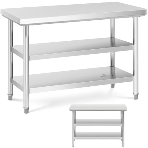 Stół blat roboczy centralny stalowy 3 poziomy 120 x 60 cm do 600 kg Royal Catering