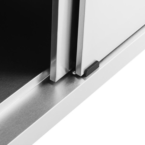 Stół blat roboczy przyścienny z szafką i rantem drzwi suwane 200 x 70 cm Royal Catering