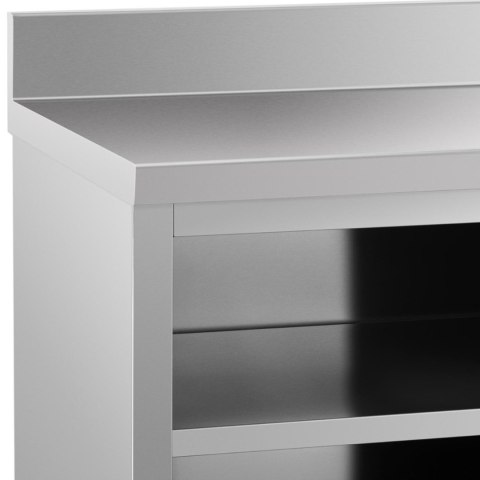 Stół blat roboczy przyścienny z szafką i rantem drzwi suwane 200 x 70 cm Royal Catering