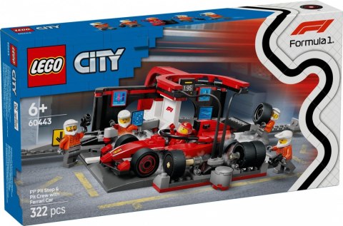 Klocki City 60443 F1 Pit stop i mechanicy z bolidem Ferrari LEGO