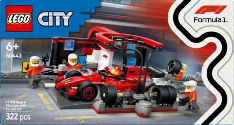 Klocki City 60443 F1 Pit stop i mechanicy z bolidem Ferrari LEGO