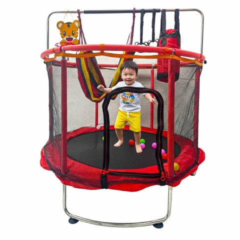 Trampolina dla dzieci ogrodowa siatka piłki koszykówka 150cm czerwona Kik Sp. z o. o. Sp. k.