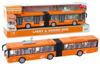 Autobus Przegubowy Miejski 1:16 Napęd Światła Dźwięki Napęd Pomarańczowy LEAN Toys