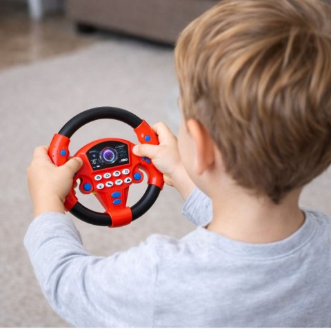 Kierownica Interaktywna Z Przyssawkami Światła Dźwięki Czerwona LEAN Toys