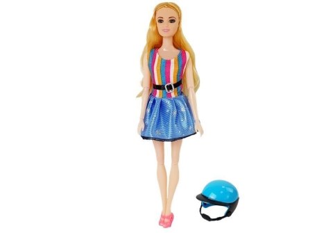 Zestaw Lalka Ze Skuterem Kask Długie Włosy Różowy LEAN Toys