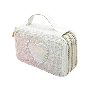 Piórnik tweedowy 3 poziomy biały Nice