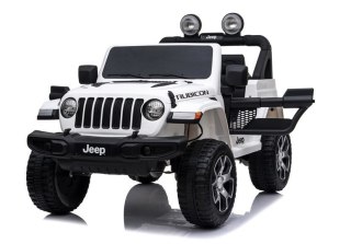 Auto na Akumulator Jeep Rubicon Światła LED MP3 Pilot 4x4 Biały
