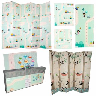 Mata edukacyjna piankowa dwustronna składana pandy ulica 180 x 200cm Kik Sp. z o. o. Sp. k.