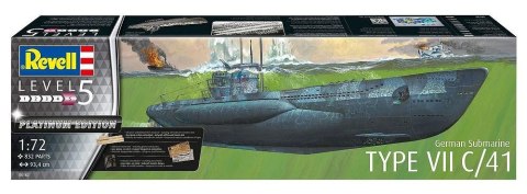 Model plastikowy Niemiecka łódź podwodna typ VII C/41 1/72 Revell