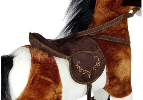 Koń Na Biegunach Rusza Pyskiem Ogonem Dźwięki Ciemnobrązowy 74 cm LEAN Toys