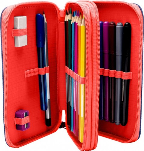 Piórnik dwukomorowy z wyposażeniem Spiderman czerwony-niebieski Kids Euroswan