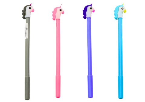 Długopis Z Jednorożcem Zatyczka Czarny Wkład Mix Szary Fioletowy 0.5mm LEAN TOYS