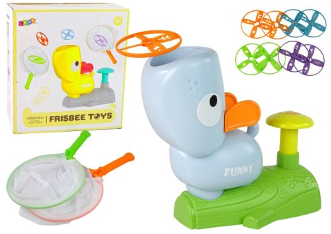 Gra Zręcznościowa Złap Frisbee Latające Dyski Katapulta Niebieska LEAN Toys