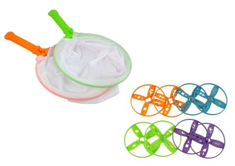 Gra Zręcznościowa Złap Frisbee Latające Dyski Katapulta Niebieska LEAN Toys