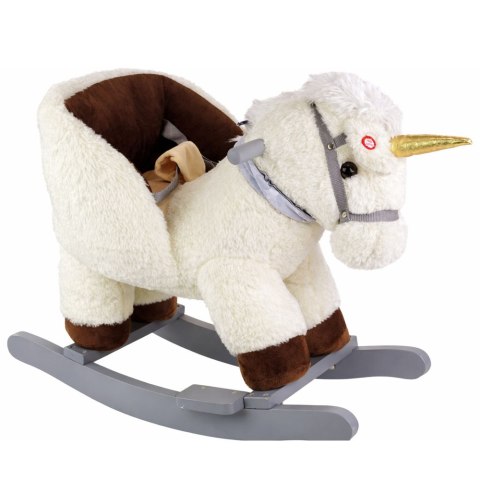 Koń Jednorożec Na Biegunach Bujak Dla Malucha Biały Beżowy LEAN Toys