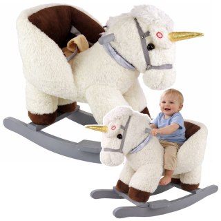 Koń Jednorożec Na Biegunach Bujak Dla Malucha Biały Beżowy LEAN Toys