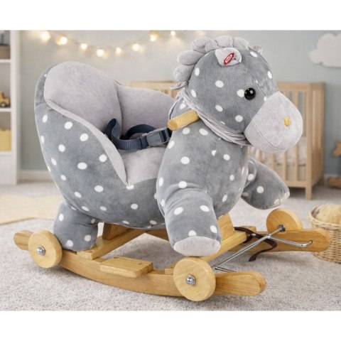 Koń Na Biegunach Jeździk 2w1 Konik Dla Malucha Szary w Kropki LEAN Toys