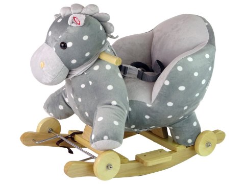 Koń Na Biegunach Jeździk 2w1 Konik Dla Malucha Szary w Kropki LEAN Toys