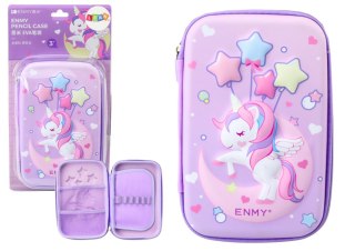 Duży Piórnik 3D Jednorożec Rozkładany Fioletowy 23x15x5 cm LEAN