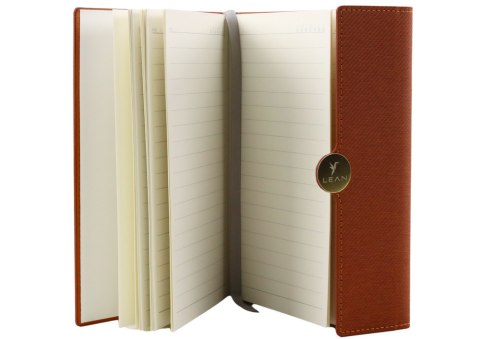 Notes Biurowy Na Magnes Notatnik A5 W Linie Z Obiciem Brązowy LEAN