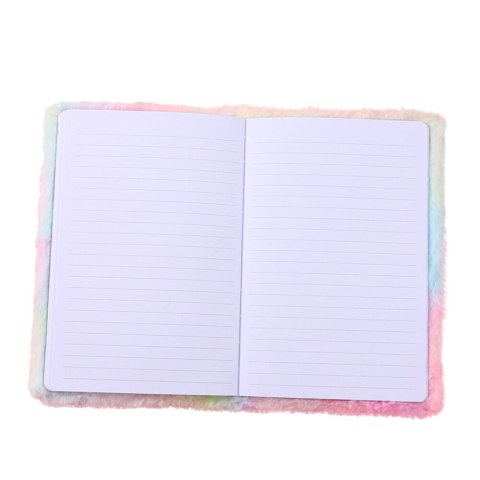 Pluszowy Futerkowy Notatnik Zeszyt W Linie Z Jednorożcem Grzywa Kolorowy A5 LEAN