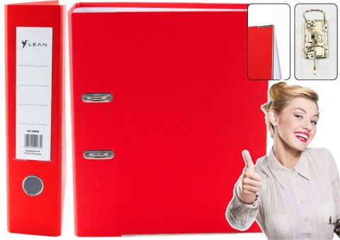 Segregator Na Dokumenty A4/75mm Okucie Mechanizm Dźwigniowy Czerwony LEAN