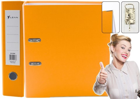 Segregator Na Dokumenty A4/75mm Okucie Mechanizm Dźwigniowy Żółty LEAN