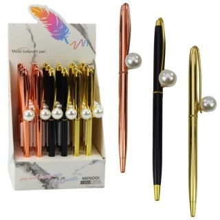 Długopis Metalowy Automatyczny Perła Niebieski Tusz 1.0mm LEAN