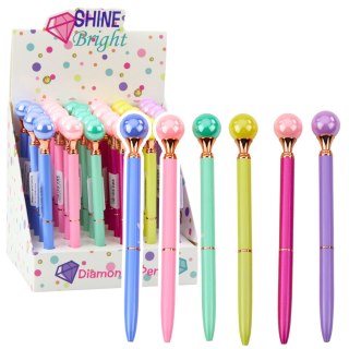 Długopis Z Dużą Perłą Obrotowy Mechanizm Niebieski Tusz 1.0mm Mix LEAN