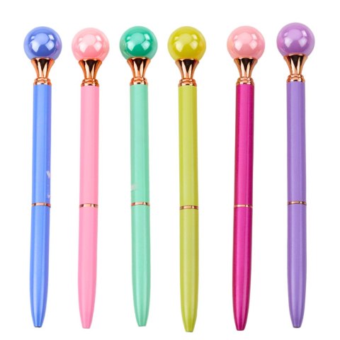 Długopis Z Dużą Perłą Obrotowy Mechanizm Niebieski Tusz 1.0mm Mix LEAN