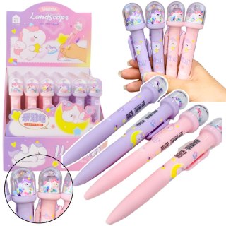 Długopis Z Kopułą Brokat Figurka Jednorożca Niebieski Tusz 0.5mm LEAN