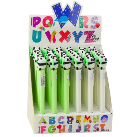 Długopis Z Pandą Świecący Niebieski Tusz Zielony Biały LEAN