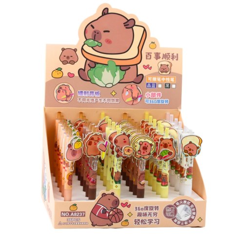 Długopis Żelowy Kapibara Z Obrotowym Elementem Niebieski Tusz 14,5cm Mix LEAN