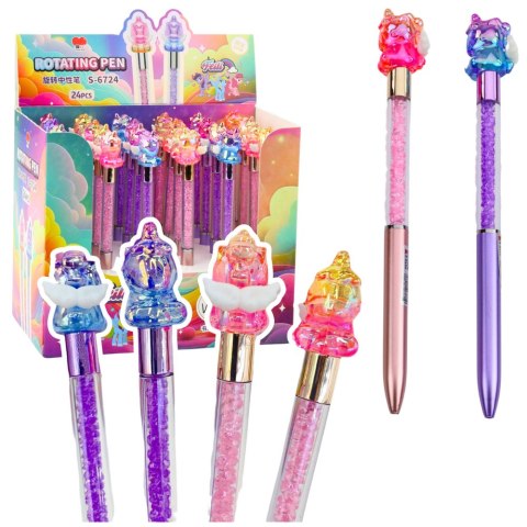 Długopis Żelowy Z Figurką Jednorożca Kolorowy Czarny Tusz Mix LEAN