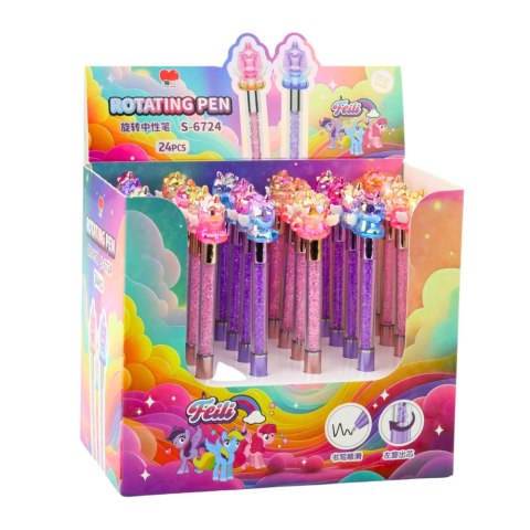 Długopis Żelowy Z Figurką Jednorożca Kolorowy Czarny Tusz Mix LEAN