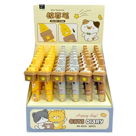 Długopis Żelowy Z Kotem W Pudełku Niebieski Tusz 0.5mm LEAN