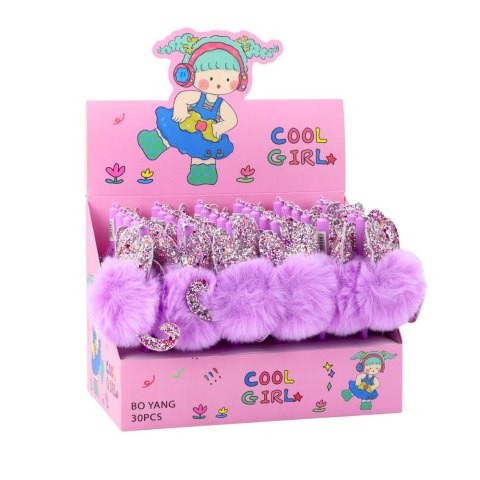 Długopis Żelowy Zatyczka Z Fioletowym Pomponem Niebieski Tusz 17cm 0.5mm LEAN