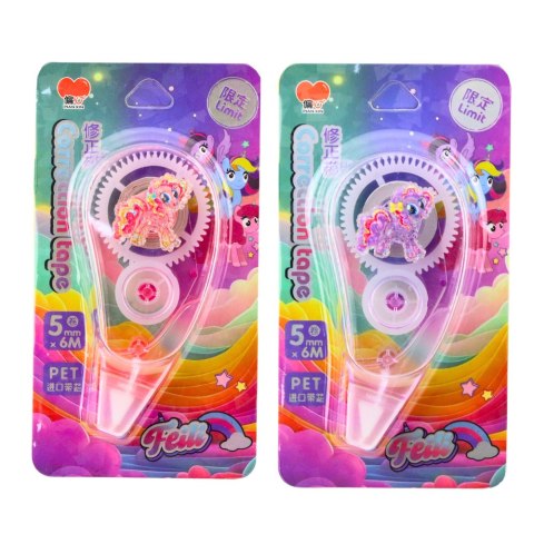 Korektor W Taśmie Myszka Szkolny Biurowy 6m x 5mm Jednorożec Różowy Fioletowy LEAN TOYS