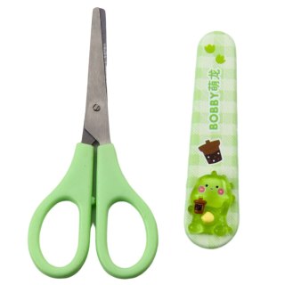 Nożyczki Szkolne Dla Dzieci Z Osłonką Oburęczne Zielone 14cm LEAN