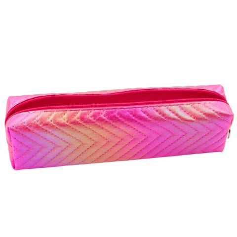 Piórnik Dziewczęcy Metaliczny Błyszczący Jodełka Różowy LEAN