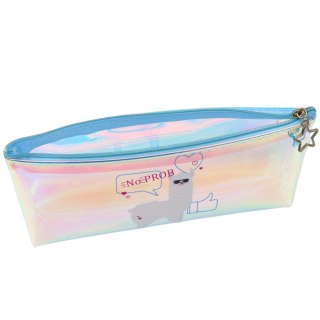 Piórnik Szkolny Dziecięcy Holograficzny Z Lamą Niebieski 21x6cm LEAN