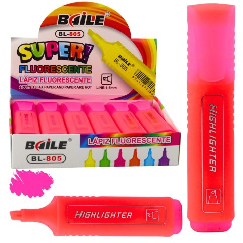 Pisak Zakreślacz Do Notatek Szkolny Biurowy Neonowy Intensywny Różowy LEAN