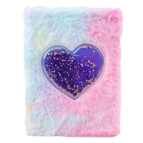 Pluszowy Zeszyt Notatnik W Linie Serce Z Konfetti Pastelowy A5 80 Kartek LEAN