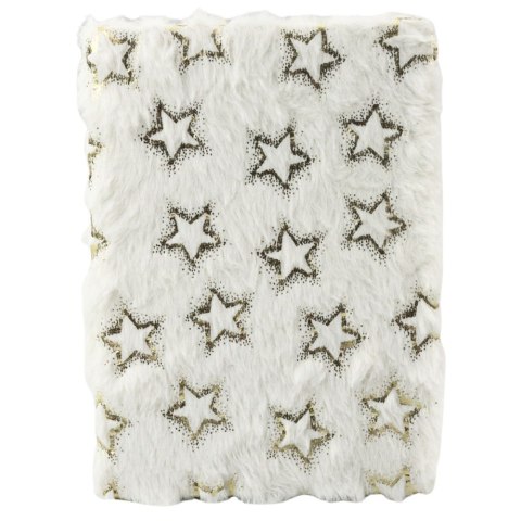 Pluszowy Zeszyt Notatnik W Linie Złote Gwiazdki Biały A5 80 Kartek LEAN